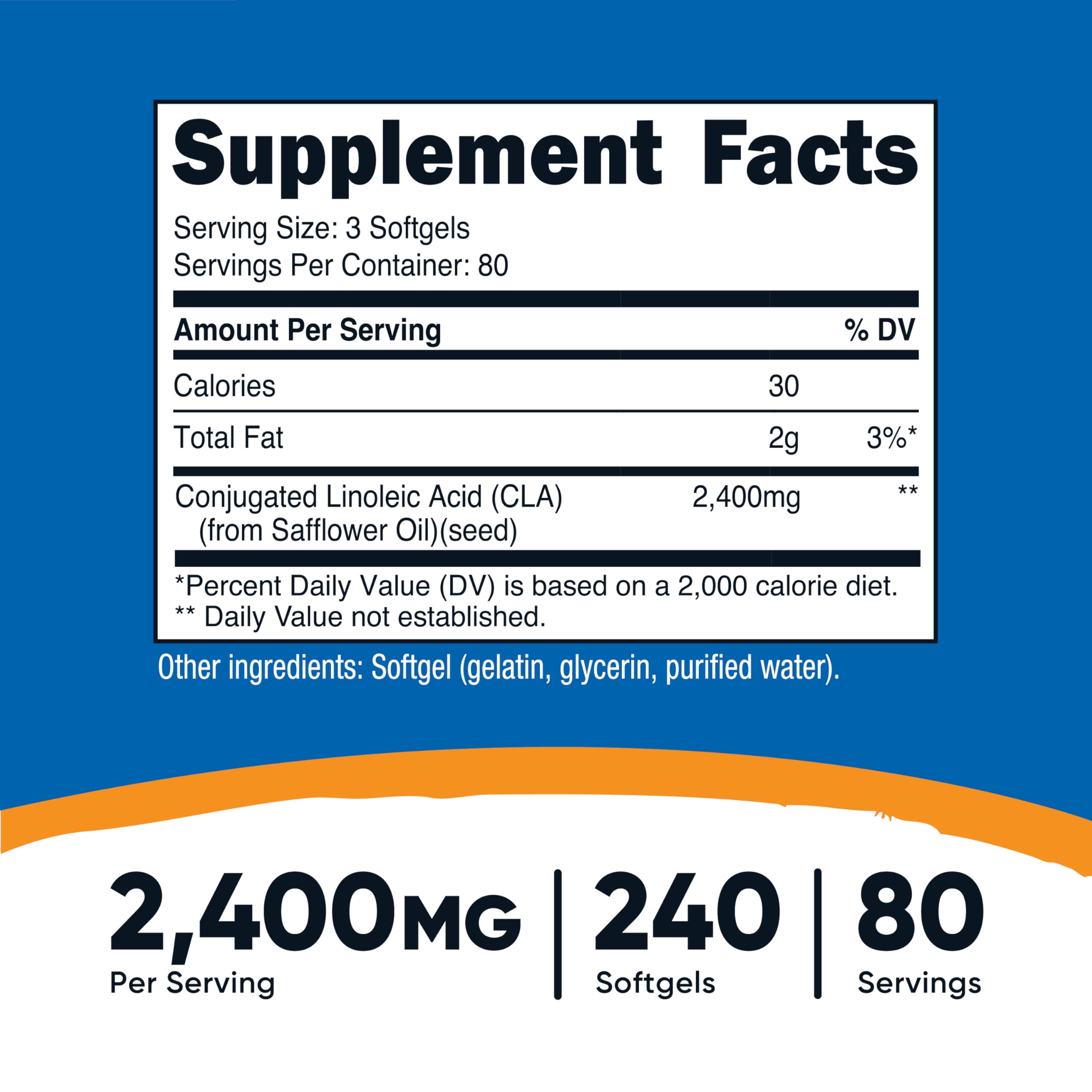 CLA 800mg Softgels for Fat Metabolism & Body Composition Support 240 Ct