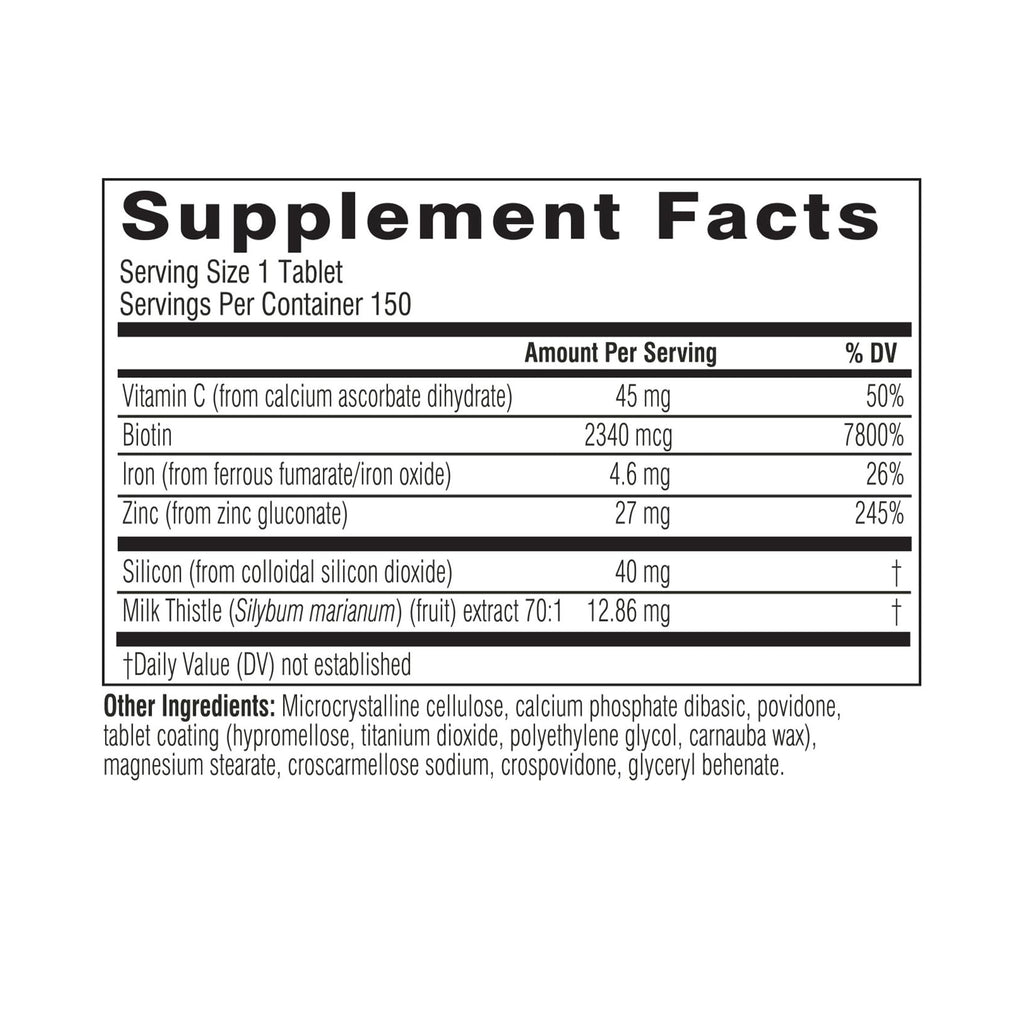 Biotin Hair Skin Nails Vitamins Zinc Iron 150 Tablets