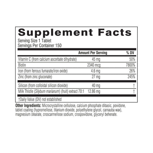 Biotin Hair Skin Nails Vitamins Zinc Iron 150 Tablets