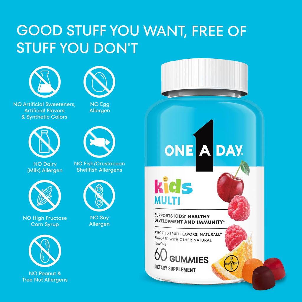 Kids Multivitamin Gummies Immune Support Vitamin C D Zinc 60 Count