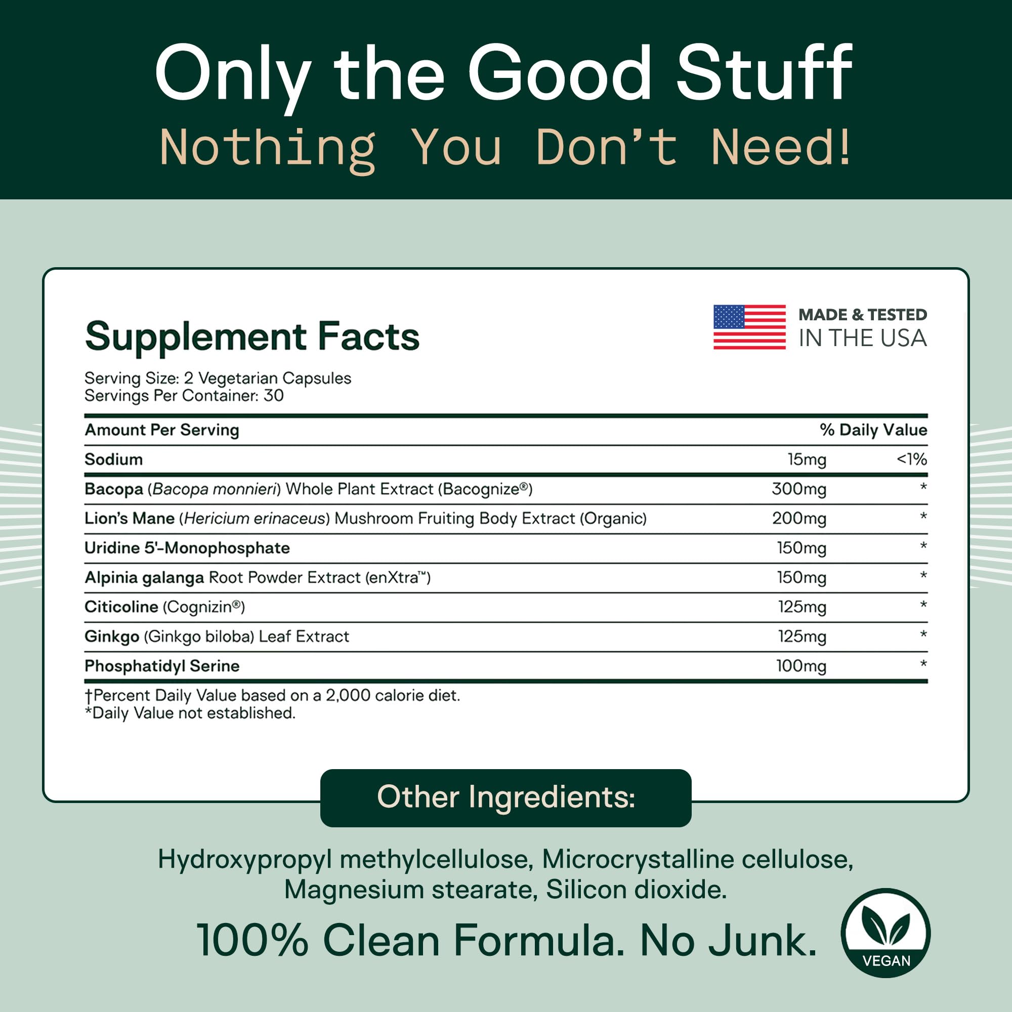 Nootropic Brain Supplement with Ginkgo, Bacopa & Lion’s Mane for Focus & Memory