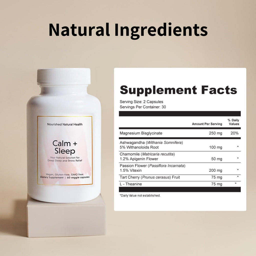 Calm & Sleep Support Capsules for Stress Relief with Ashwagandha & Magnesium