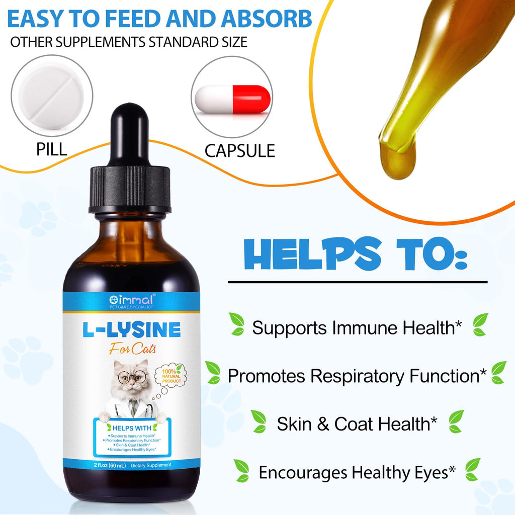 L-Lysine Liquid Drops for Cats – Immune & Respiratory Support 2oz