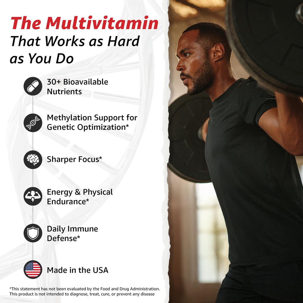 Men's Methylated Multivitamin – 34-in-1, B12, 5-MTHF, NAC, Methyl B Complex, 90 Capsules