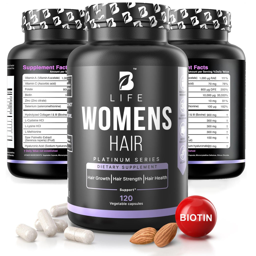 Hair Growth Vitamins Biotin 10000mcg Collagen 120 Capsules