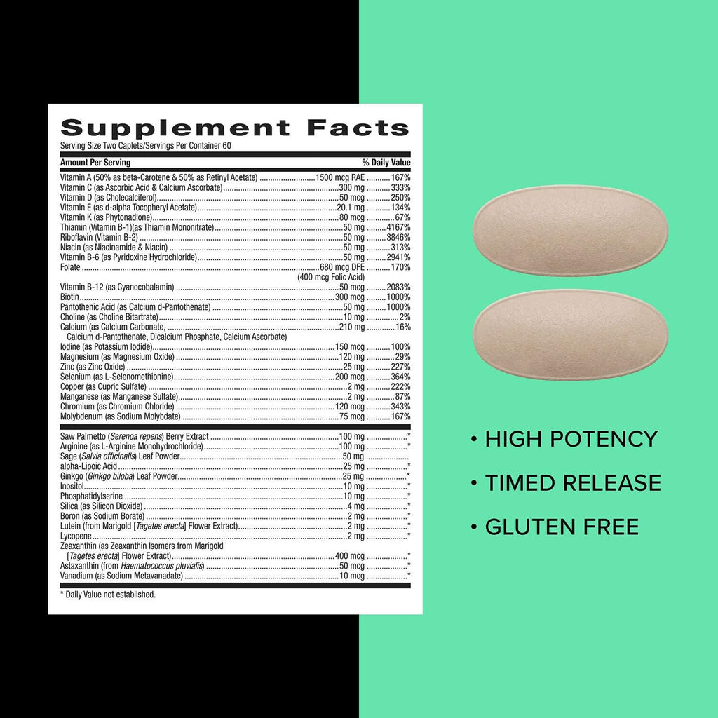Men's 50+ Multivitamin – Antioxidants, Heart, Prostate & Circulatory Support, 120 Count