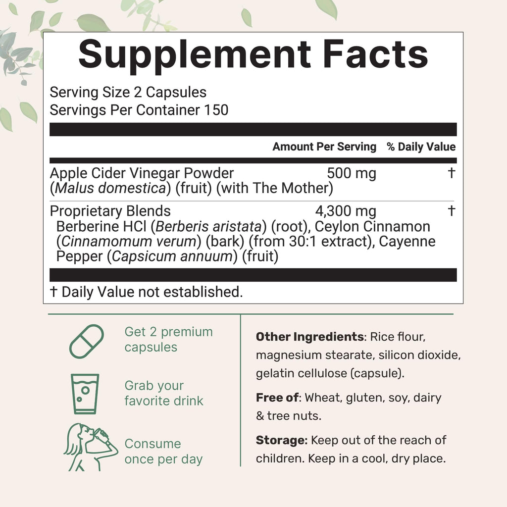 Apple Cider Vinegar Capsules 4800mg for Digestion, Appetite & Immune Support 300 Ct