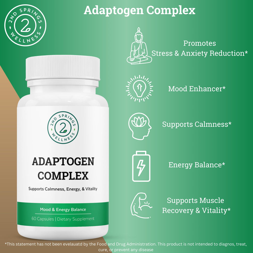 Adaptogen Complex Supplement for Energy, Calm & Adrenal Support – 60 Ct