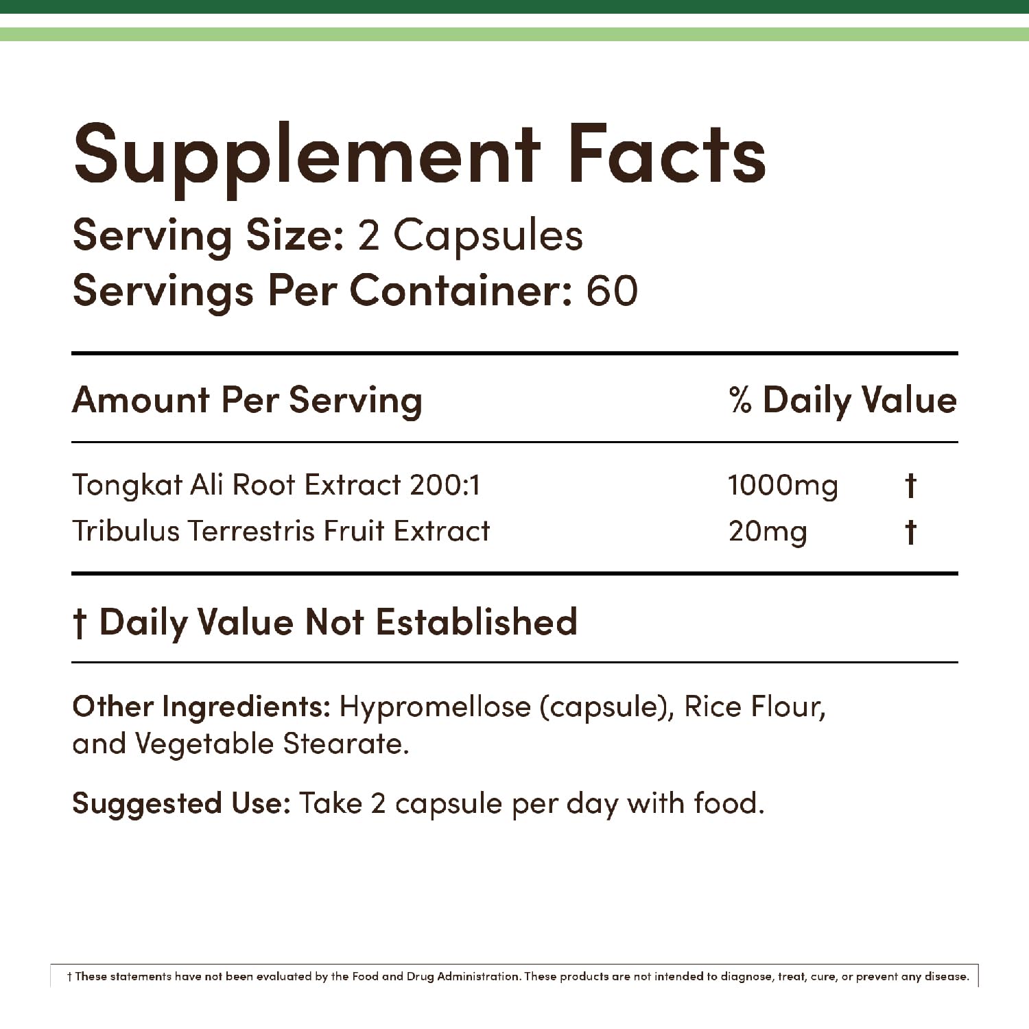 Tongkat Ali Extract Capsules for Testosterone, Energy & Performance Support 120 Ct