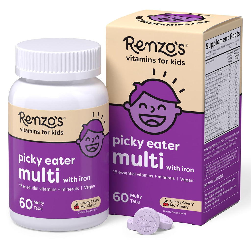 Kids Multivitamin with Iron Dissolvable Zinc Vitamin C 60 Count - Cherry