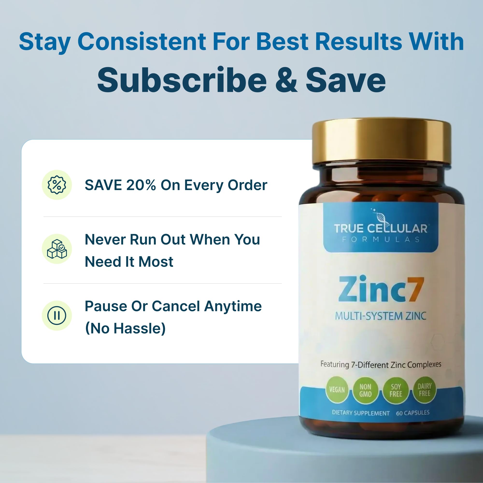 Zinc Complex 50mg Capsules for Immune, Sleep & Metabolism Support 60 Ct
