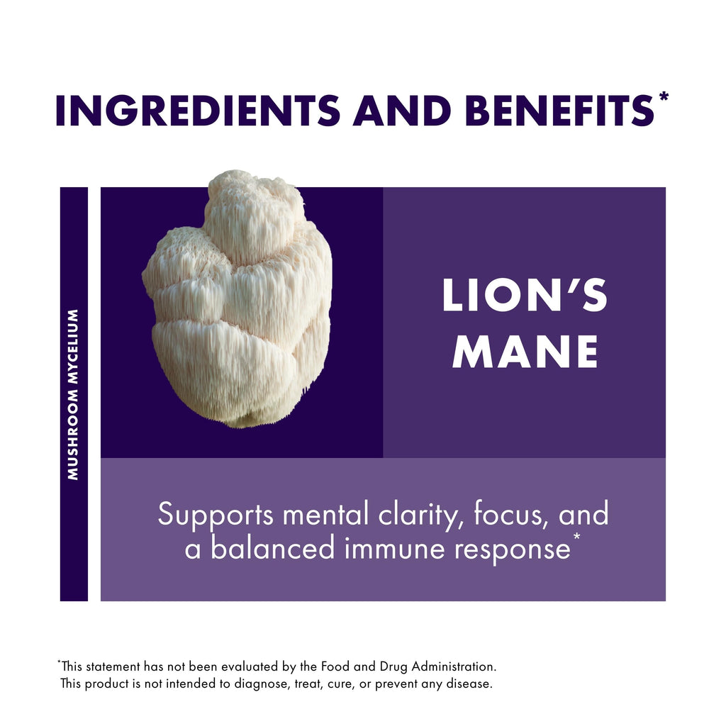Lion’s Mane Mushroom Capsules for Brain, Focus & Memory Support 120 Ct