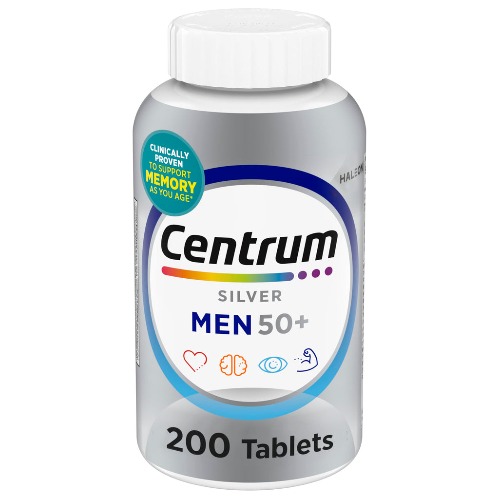 Men's 50+ Multivitamin – Vitamin D3, B-Vitamins, Zinc, Memory & Cognition, 200 Tablets