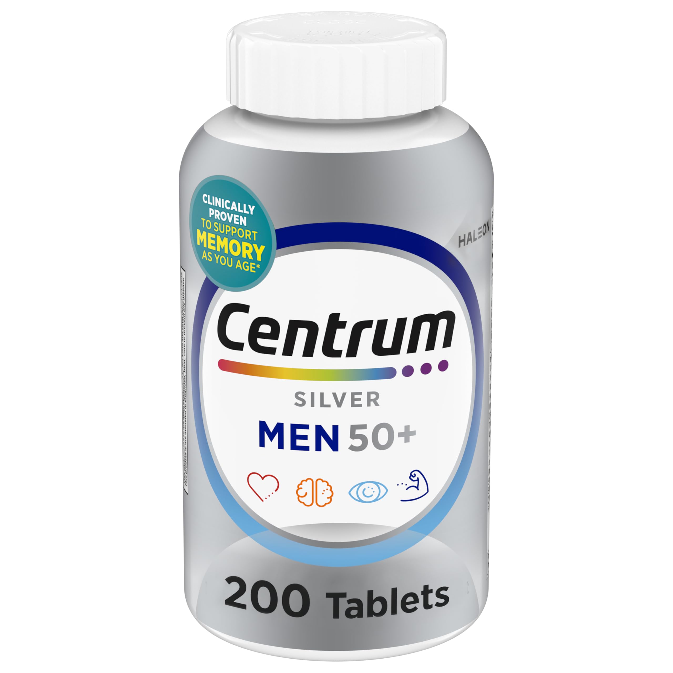 Men's 50+ Multivitamin – Vitamin D3, B-Vitamins, Zinc, Memory & Cognition, 200 Tablets