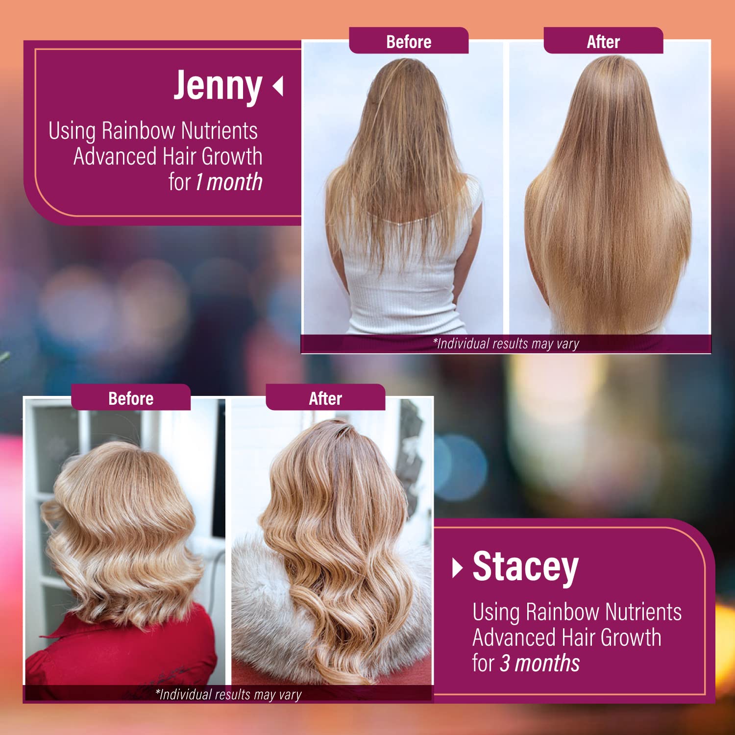 Hair Growth Vitamins Biotin 10000mcg Collagen MSM 60 Day Supply