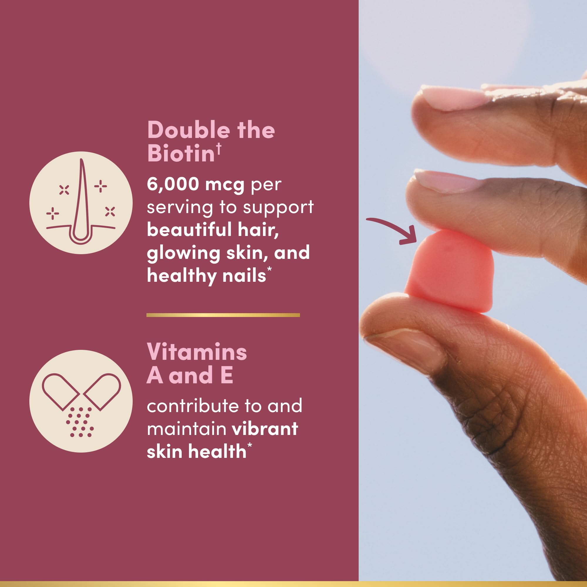 Hair Skin Nails Gummies Biotin Vegetarian 200 Count