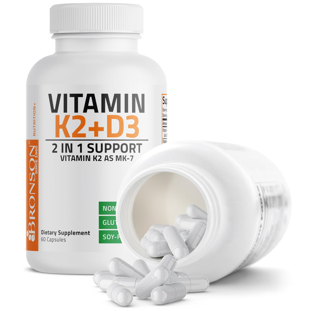 Vitamin D3 5000 IU with K2 MK-7 – Bone & Immune Support, 60 Caps