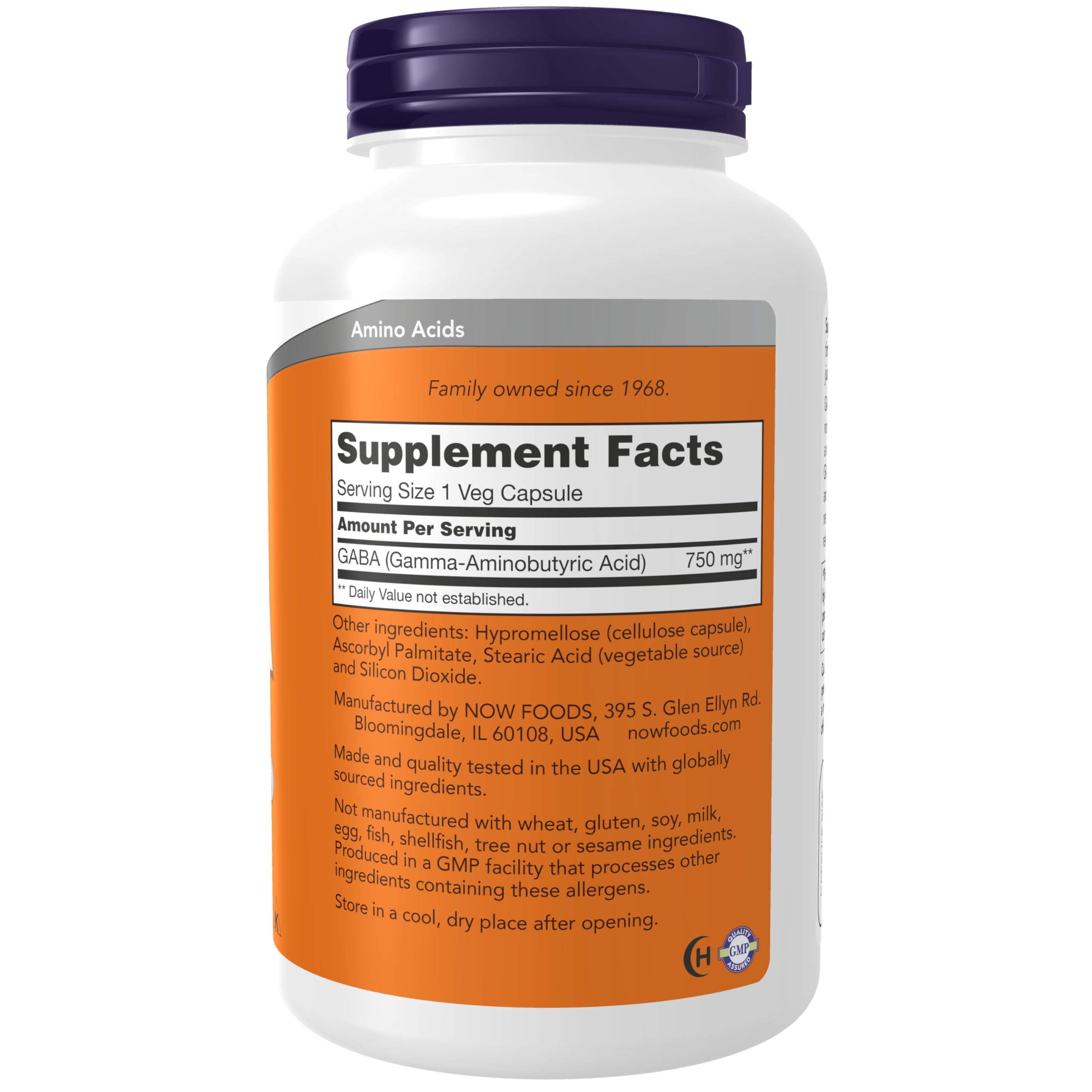 GABA 750mg Supplement – Calm & Neuro Support, 200 Capsules