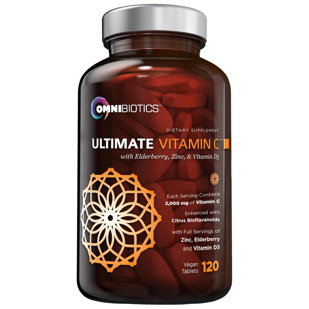 Vitamin C 2000mg Tablets with Zinc & D3 for Immune & Collagen Support 120 Ct