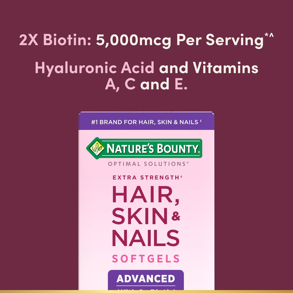Hair Skin Nails Vitamins Biotin Hyaluronic 150 Softgels