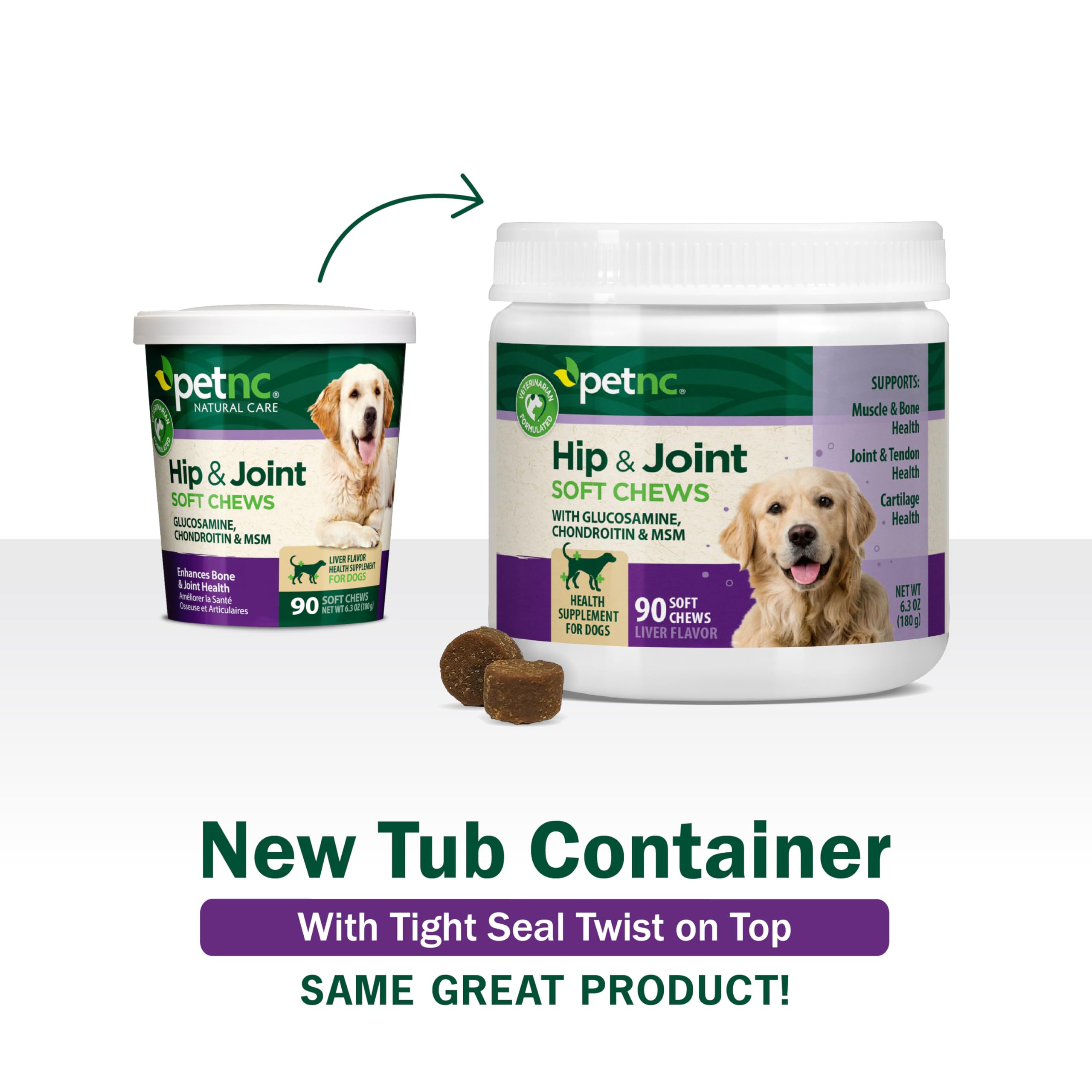 Hip & Joint Chews for Dogs – Glucosamine, Chondroitin & MSM 90ct