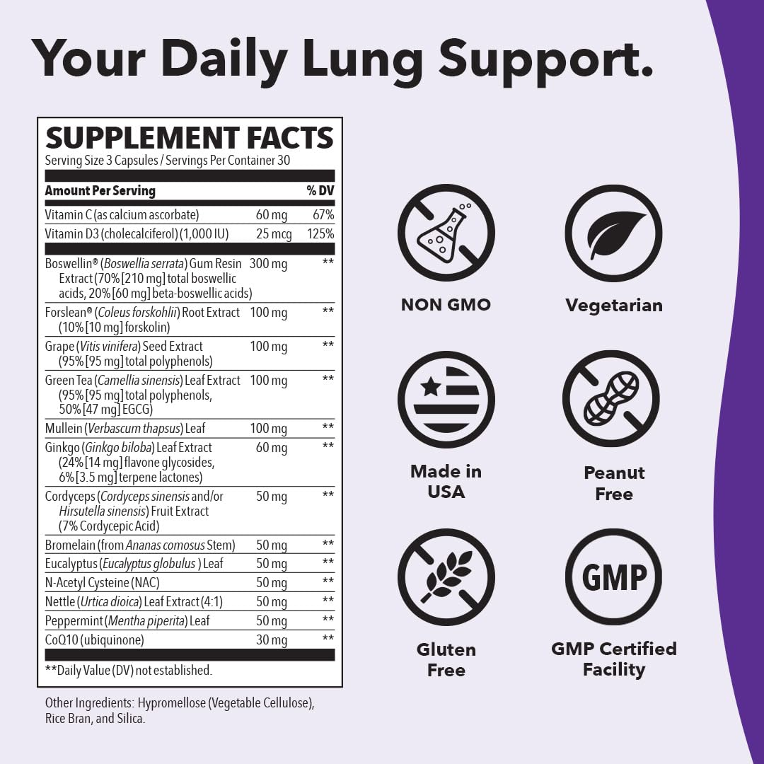 Respiratory Support Capsules with NAC, CoQ10 & Mullein for Lung Health