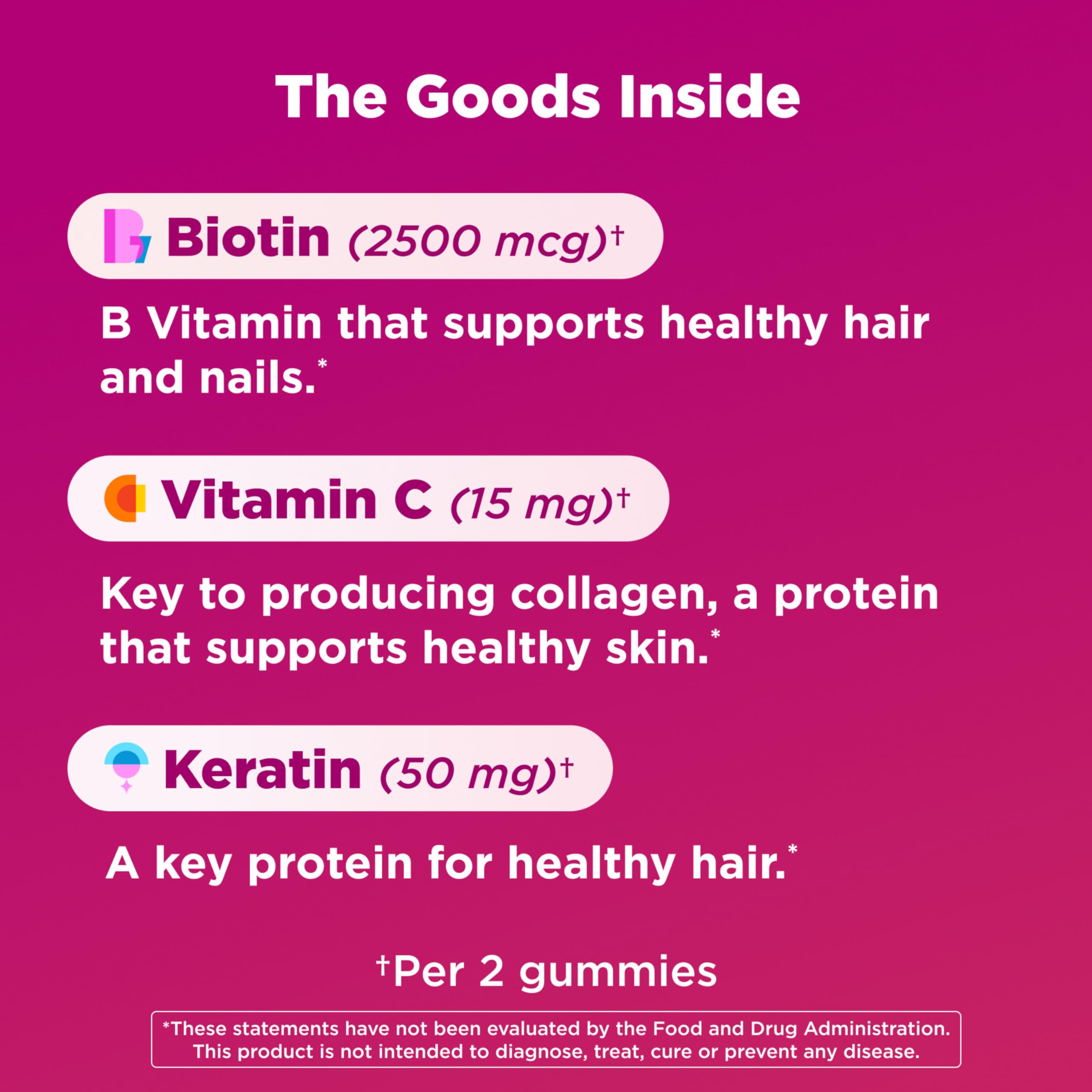 Hair Skin Nails Gummies Biotin Keratin 60 Count