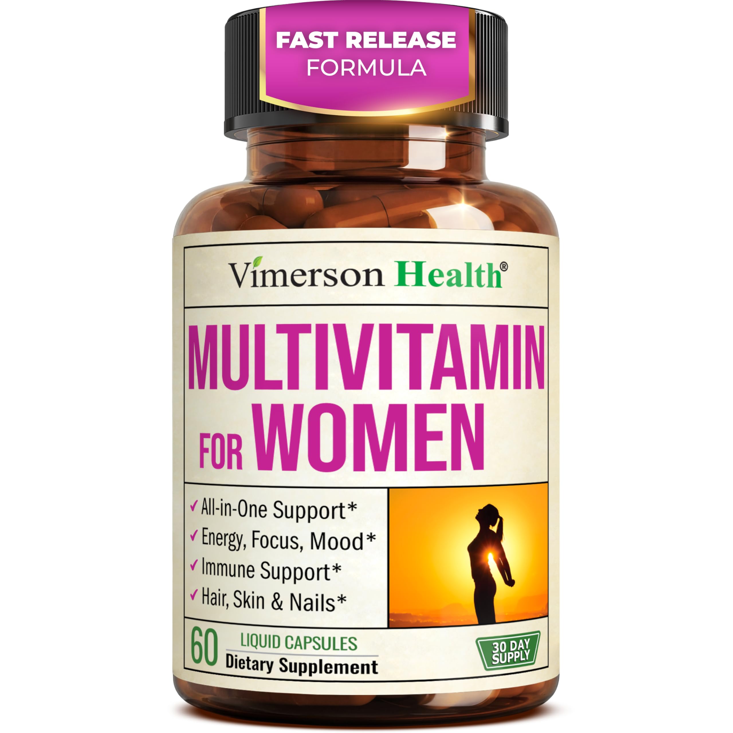 Women’s Multivitamin Liquid Capsules Energy Support 60 Count