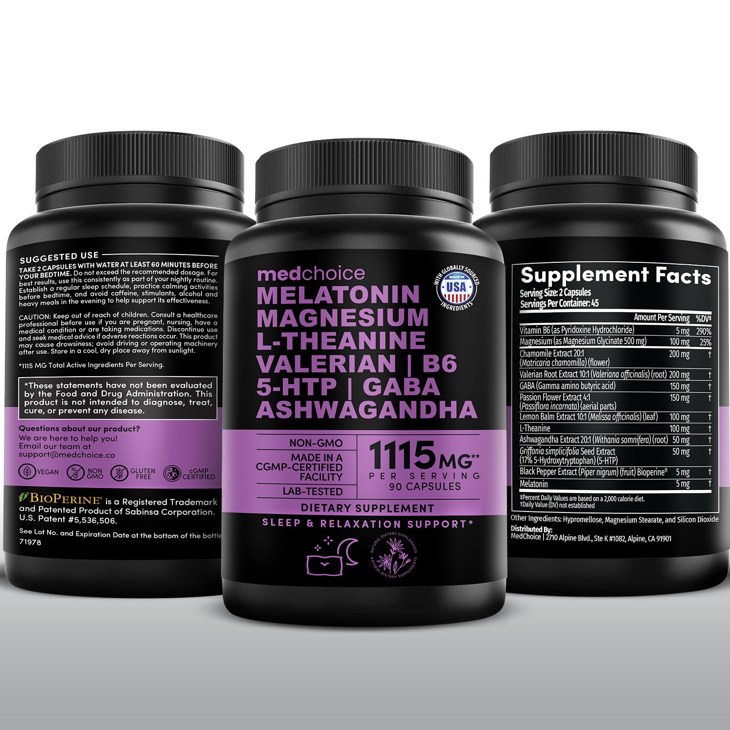 Melatonin Sleep Capsules with Magnesium, Ashwagandha & GABA 90 Count