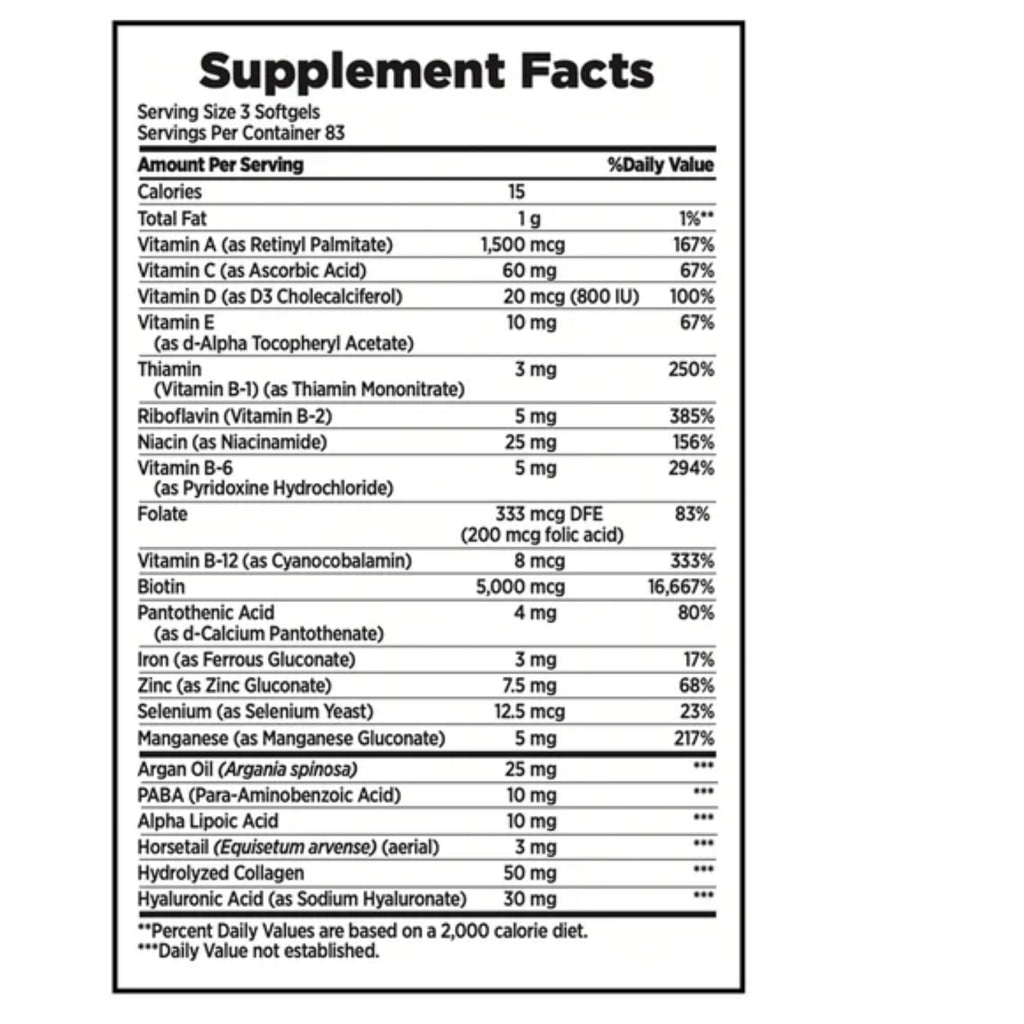 Hair Skin Nails Vitamins Biotin 5000mcg 250 Tablets