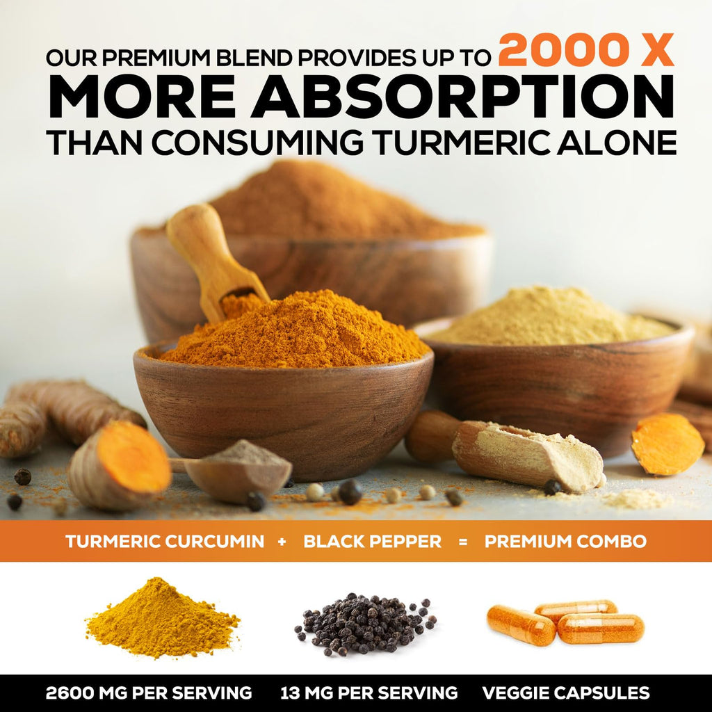 Turmeric Curcumin 2400mg Capsules with BioPerine for Joint Support 240 Ct