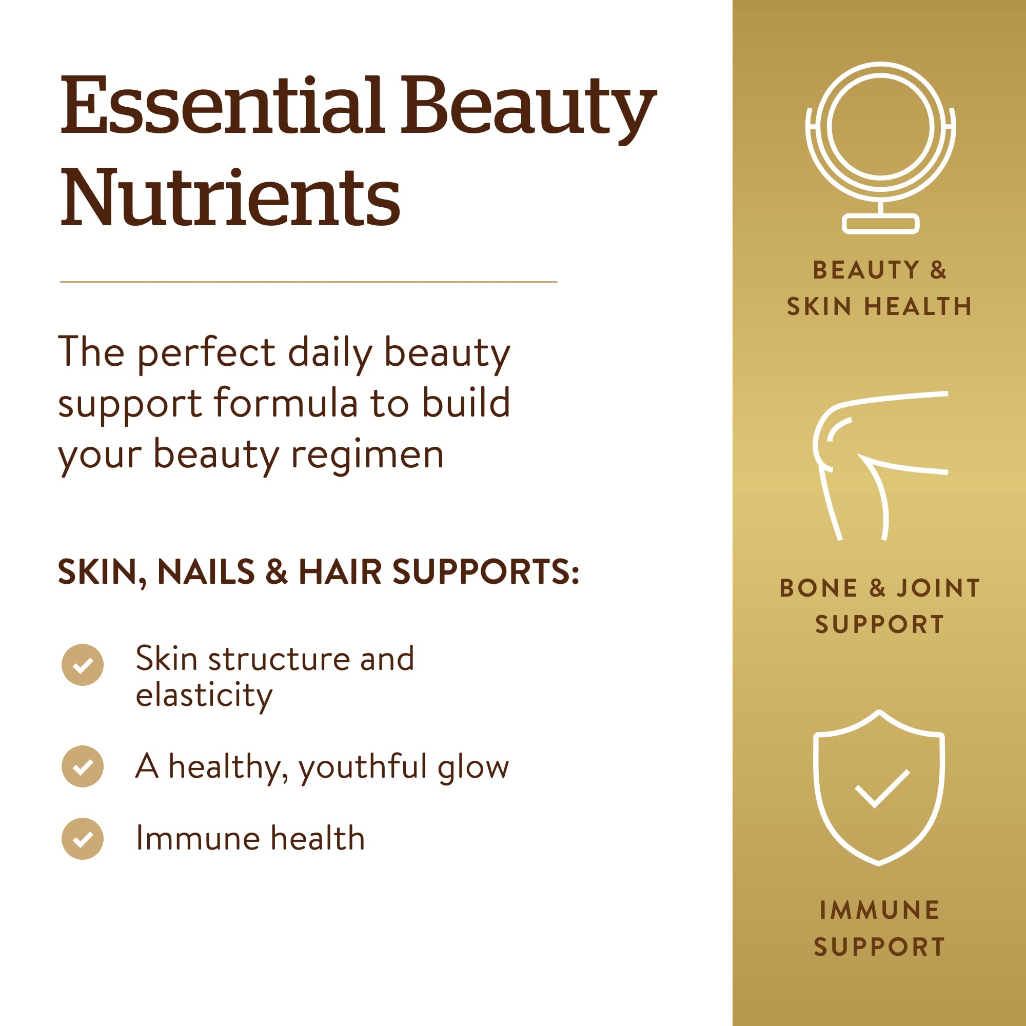 Hair Skin Nails Vitamins MSM Collagen Support 120 Tablets