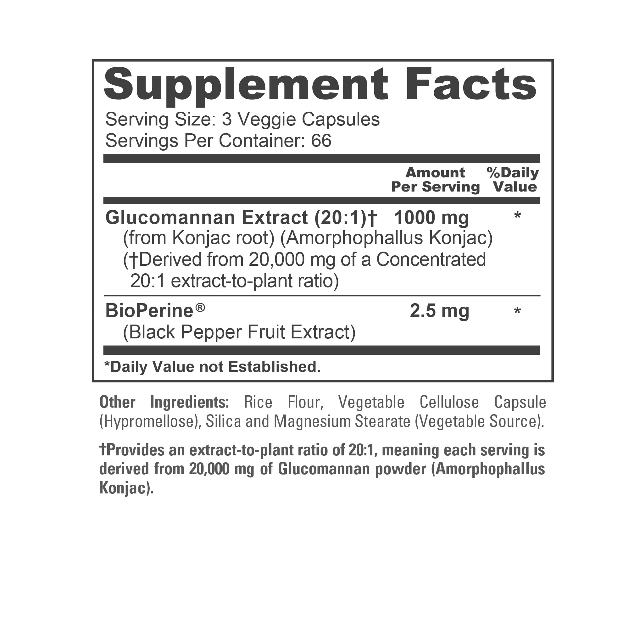 Glucomannan 20000mg Konjac Root Capsules – Weight Support, 200