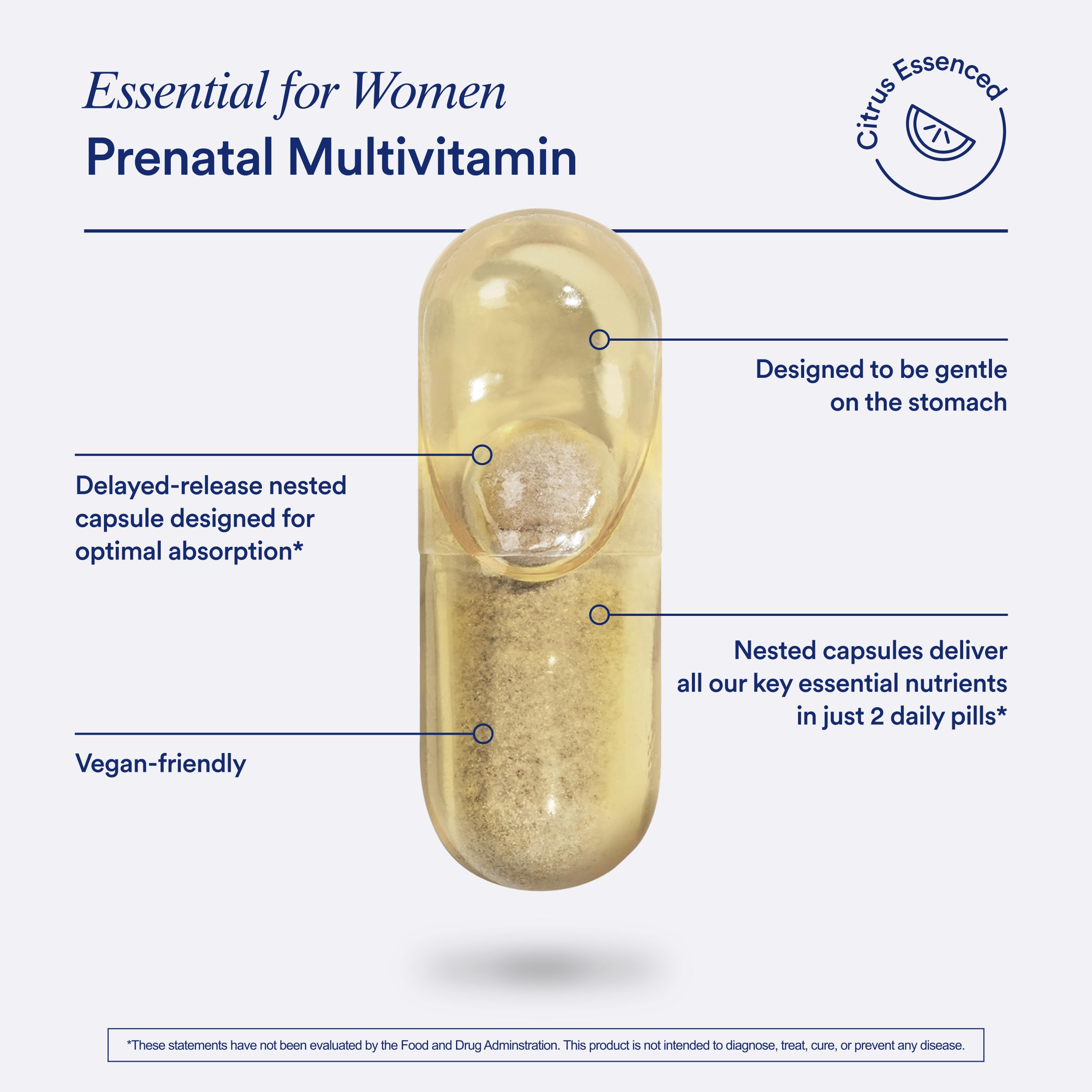 Prenatal Multivitamin DHA Folate Choline Iron 60 Capsules