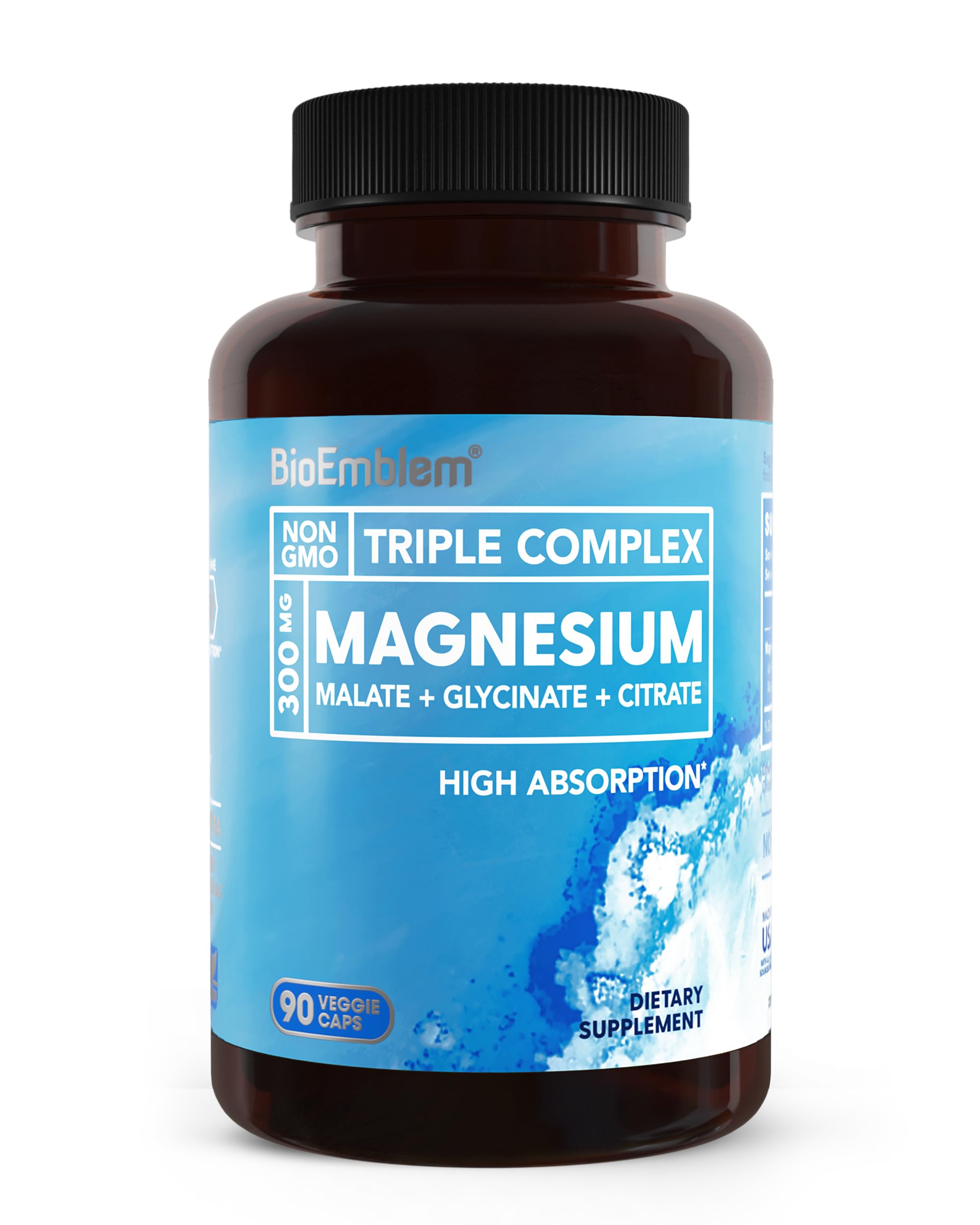 Triple Magnesium Complex 300mg – Glycinate, Malate & Citrate, 90 Caps