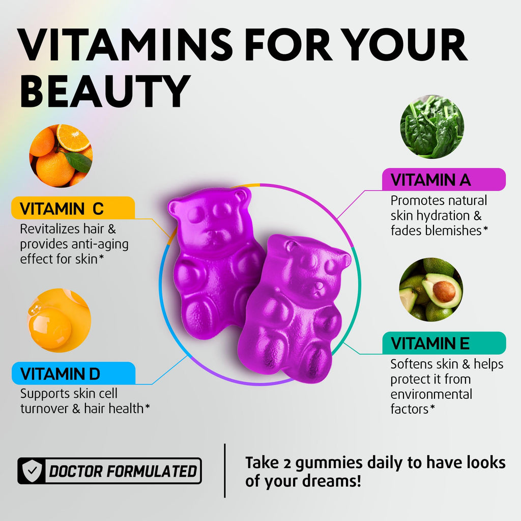 Biotin Gummies Hair Growth Collagen Keratin DHT 60 Count