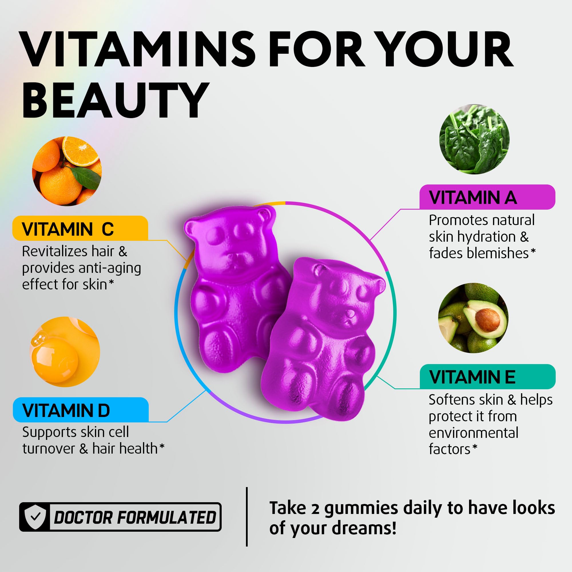 Biotin Gummies Hair Growth Collagen Keratin DHT 60 Count