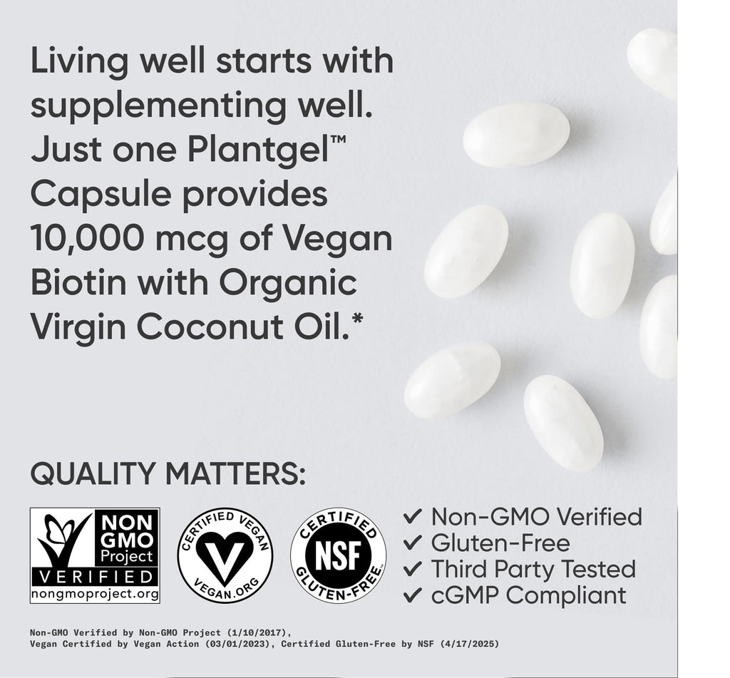 Biotin 10000mcg Hair Skin Support 120 Softgels