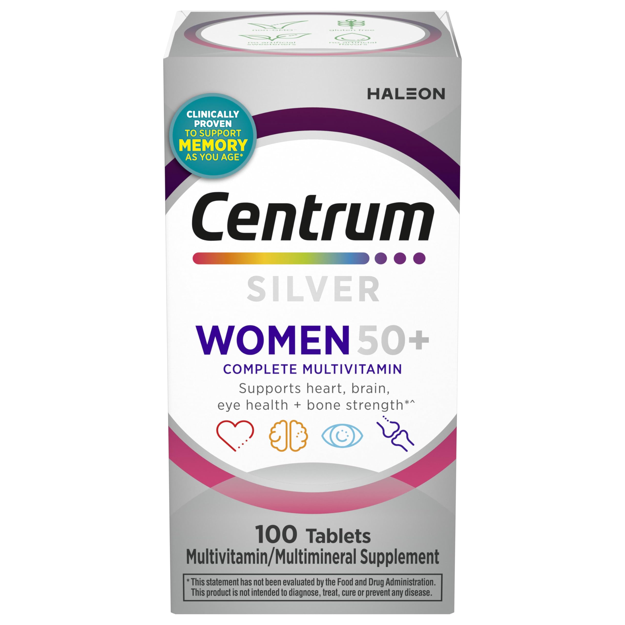 Women’s 50+ Multivitamin Vitamin D3 B Vitamins 100 Tablets