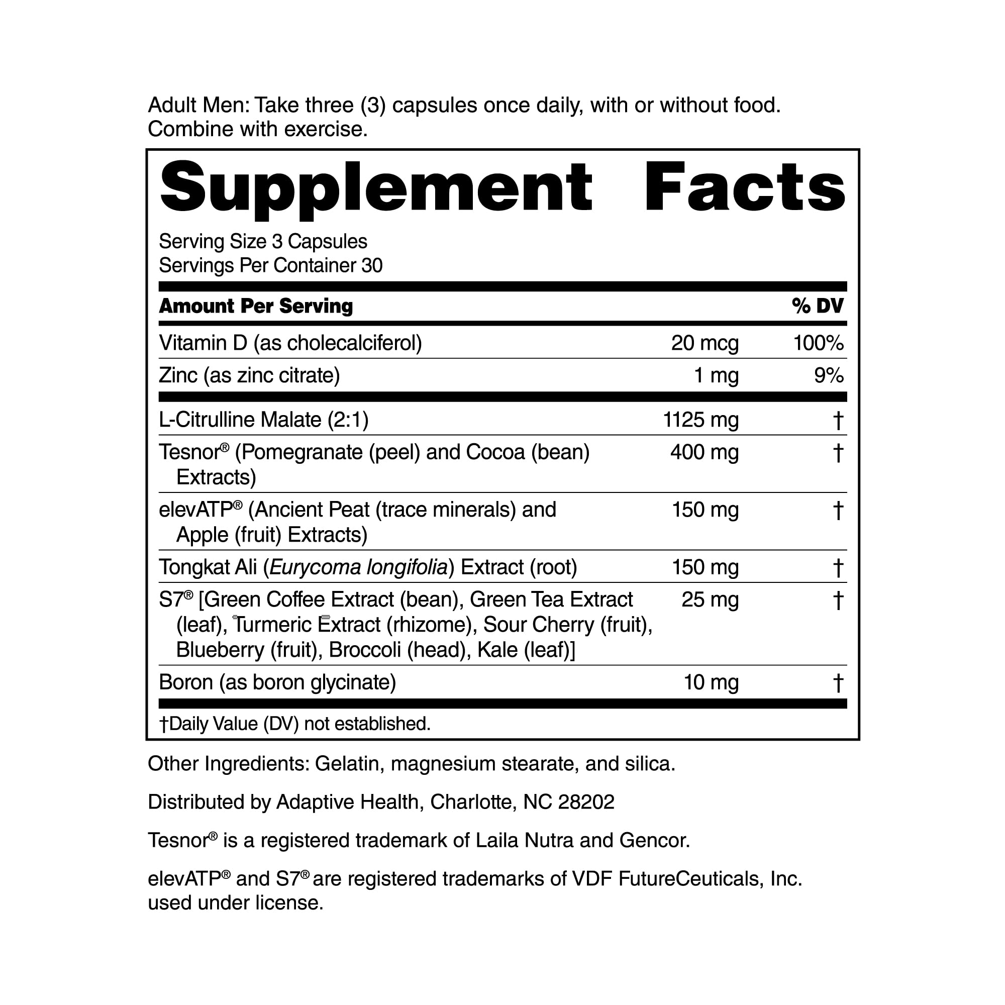 Testosterone & Nitric Oxide Booster for Men – Energy & Performance, 90 Ct