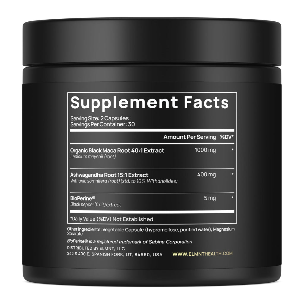 Black Maca Root & Ashwagandha Capsules for Energy, Stamina & Hormone Support