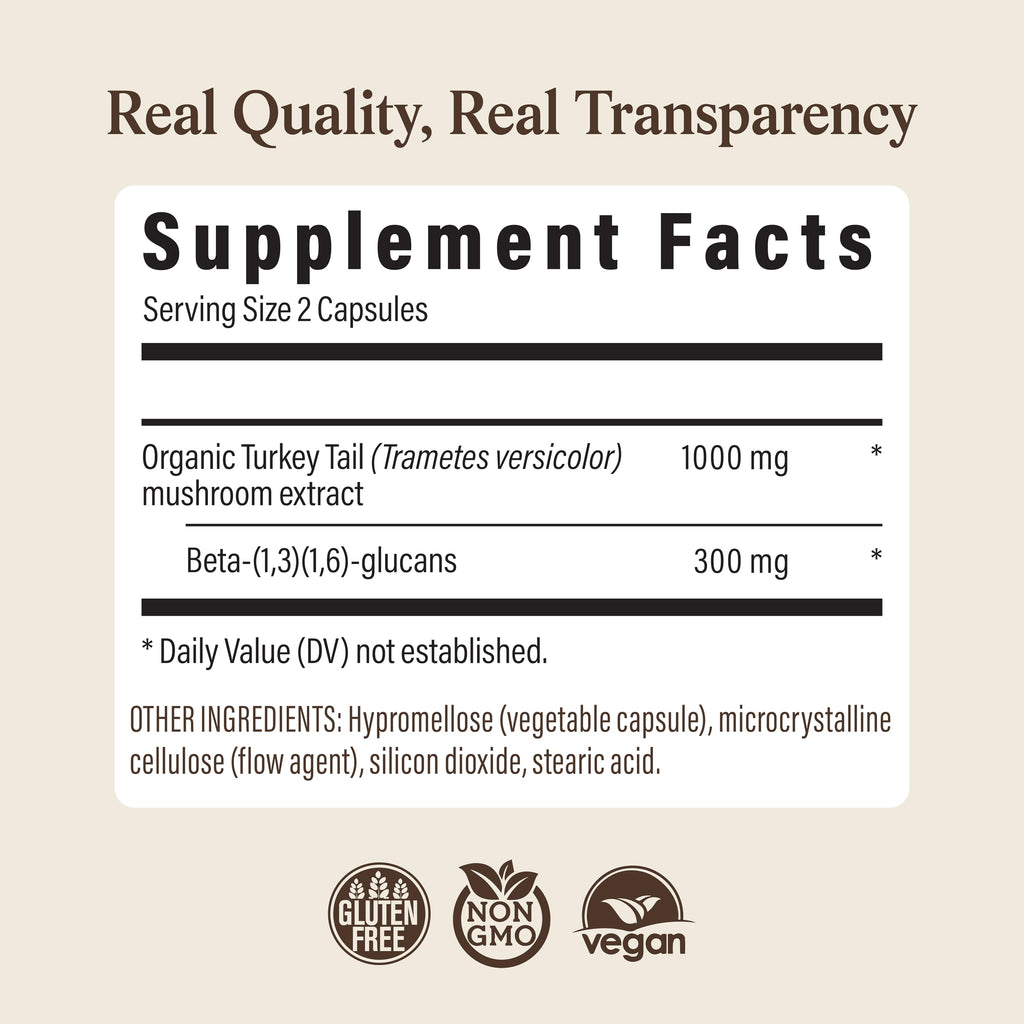 Turkey Tail Mushroom Capsules – Gut & Immune Support, 200 Ct