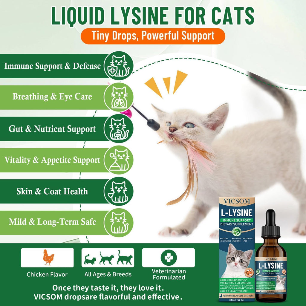 L-Lysine Drops for Cats – Immune & Respiratory Health 60ml