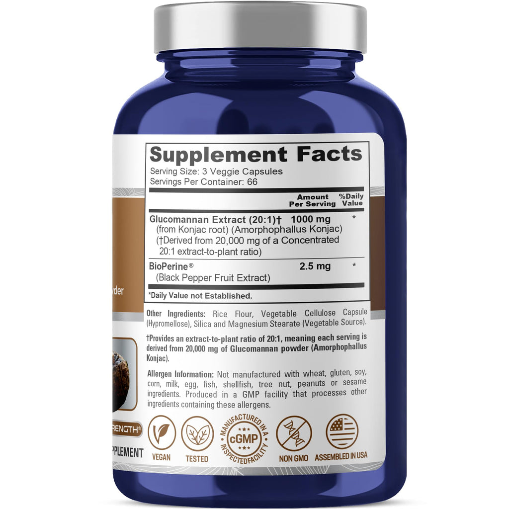 Glucomannan 20000mg Konjac Root Capsules – Weight Support, 200