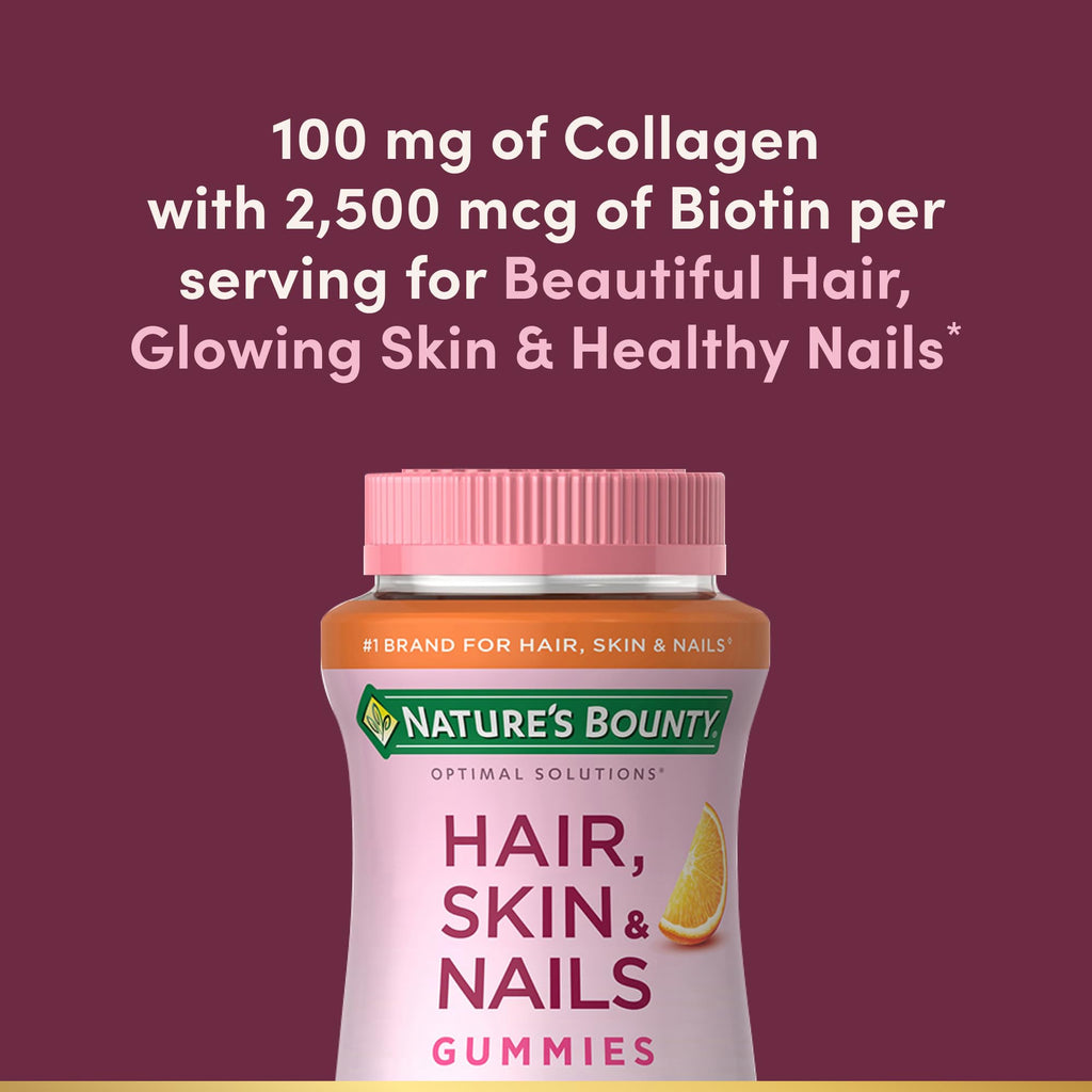 Hair Skin Nails Gummies Biotin Collagen 80 Count