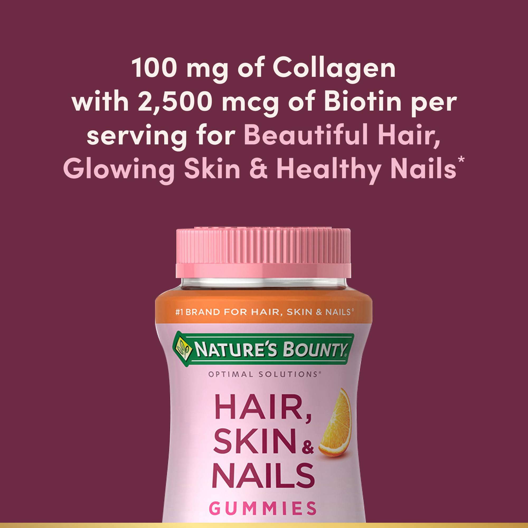 Hair Skin Nails Gummies Biotin Collagen 80 Count
