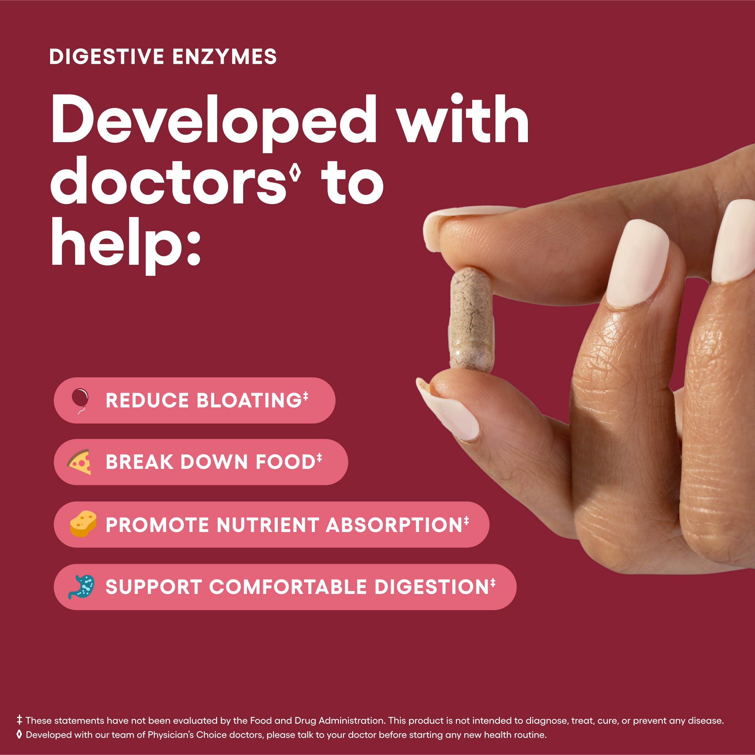 Digestive Enzymes with Probiotics – Bloating Relief, 60 Capsules