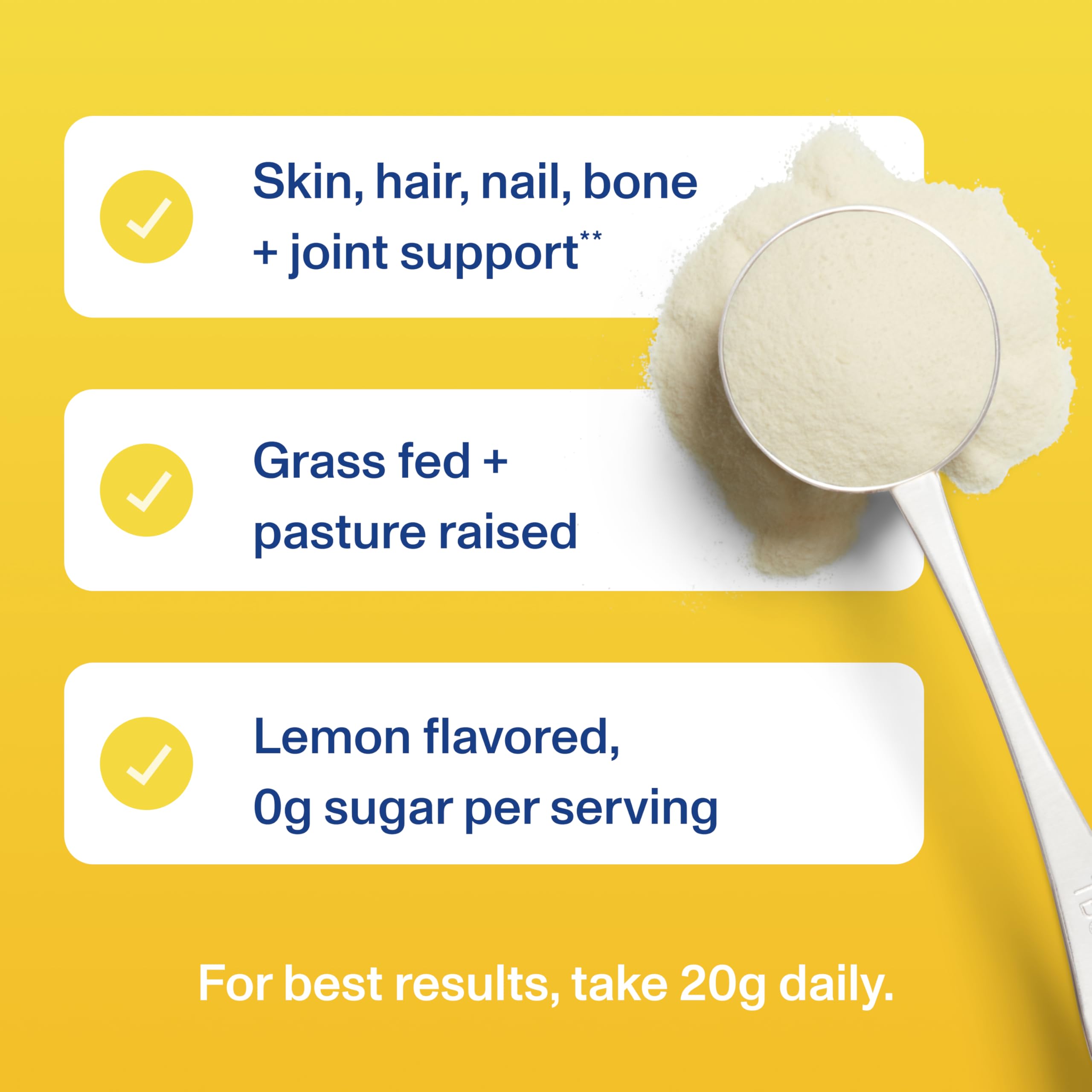 Lemon Collagen Peptides Powder Skin Hair Support 14 Servings