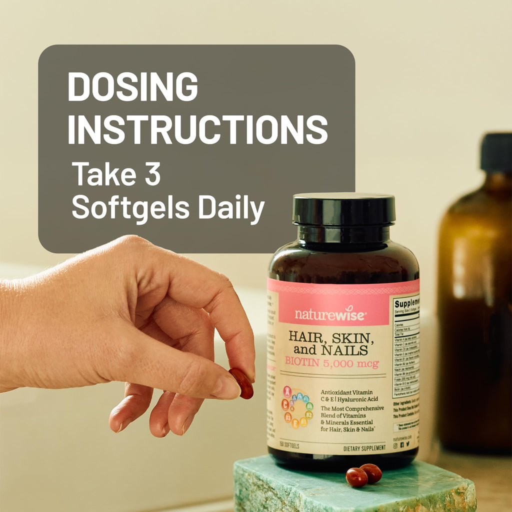 Hair Skin Nails Vitamins Biotin 5000mcg 150 Softgels