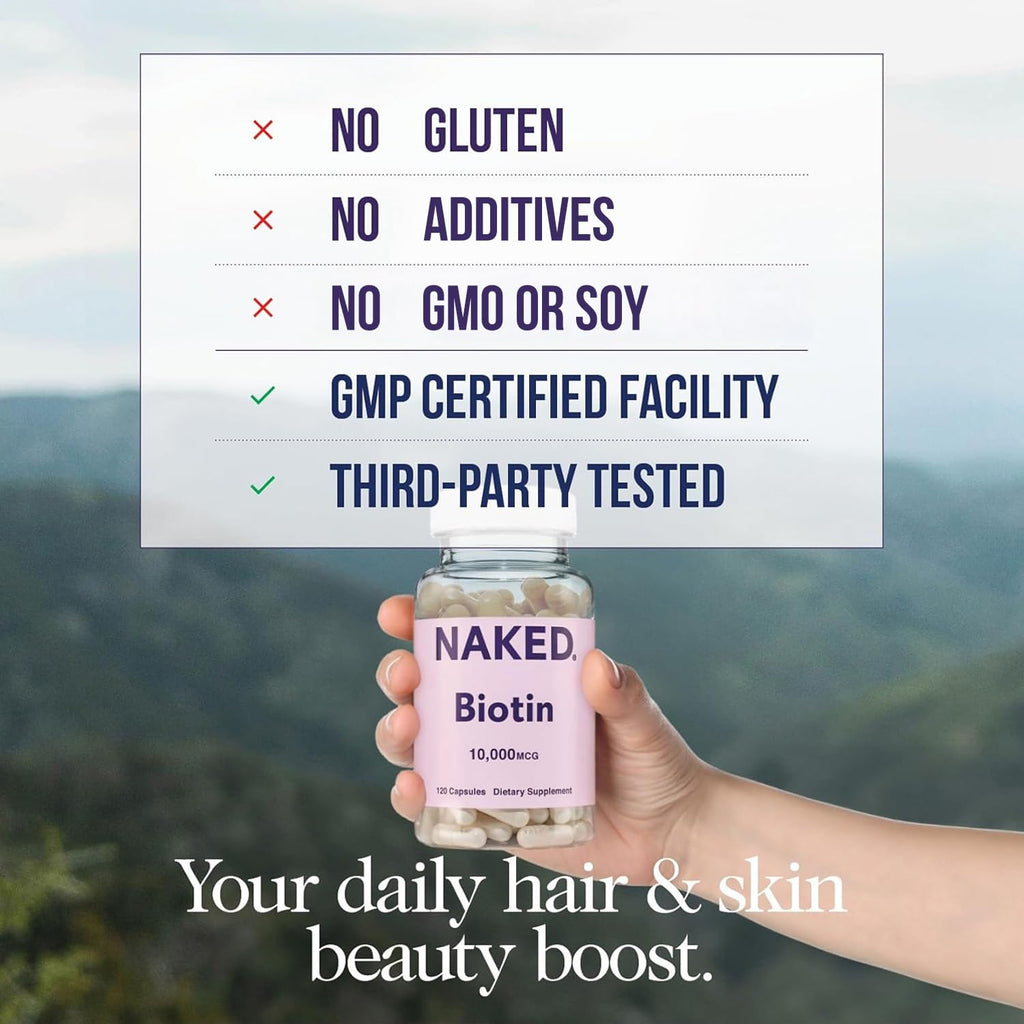 Biotin 10000mcg Vitamin B7 Hair Skin Nails 120 Capsules